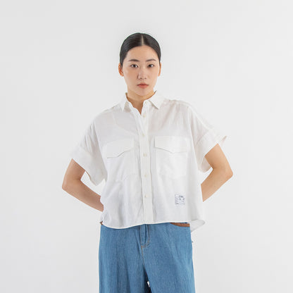 リネンコットン 半袖シャツ
