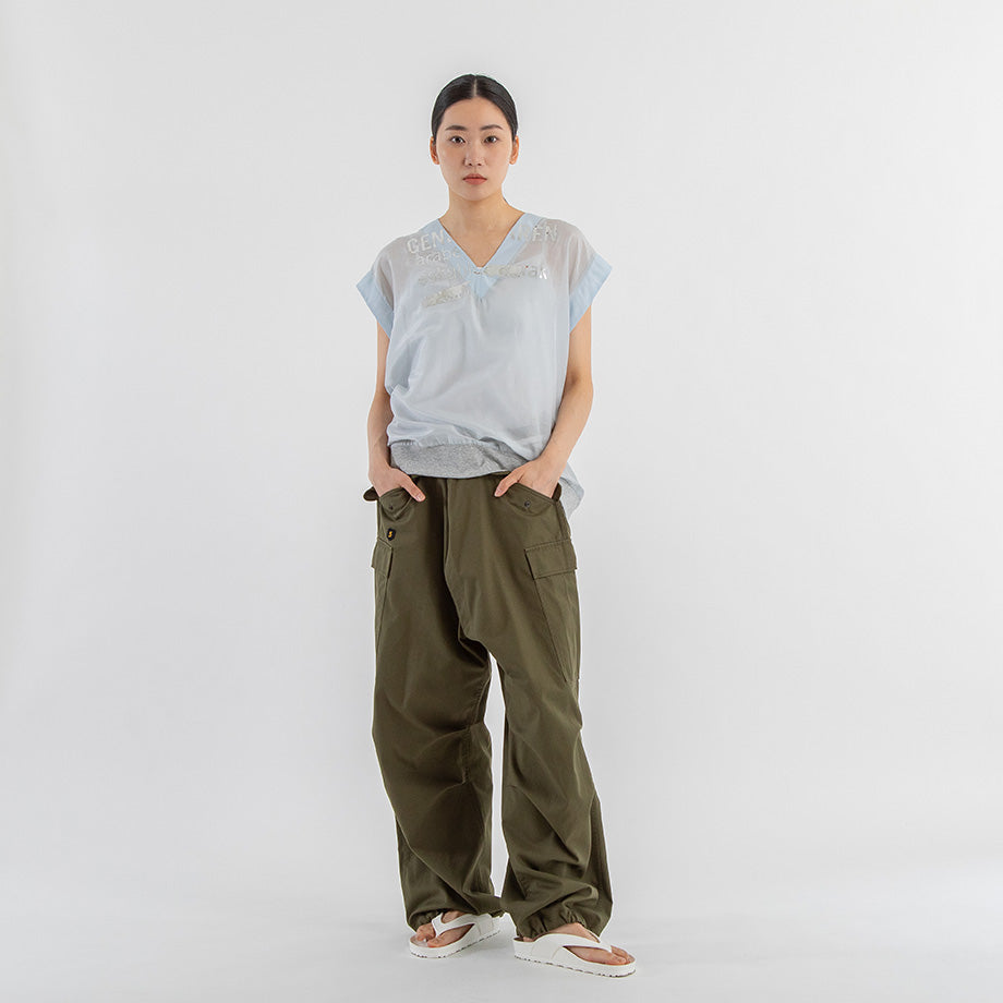 箔ロゴシアーノースリーブプルオーバー