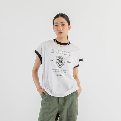 エンブレムロゴ リンガーTシャツ