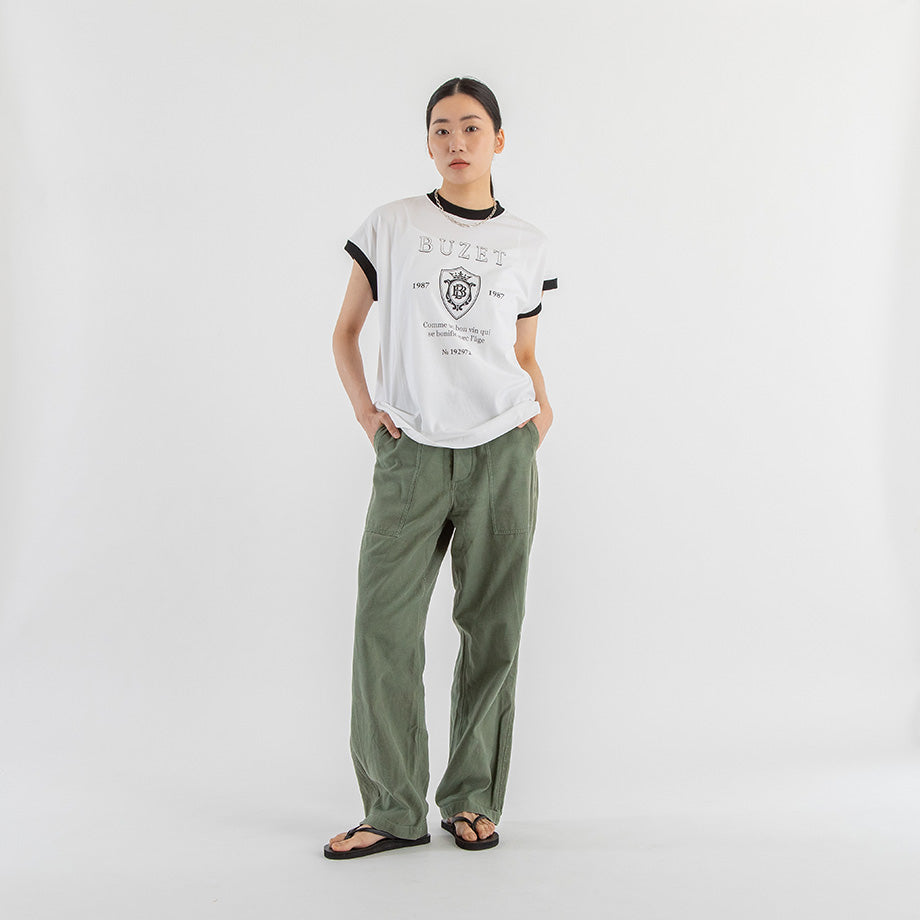 エンブレムロゴ リンガーTシャツ