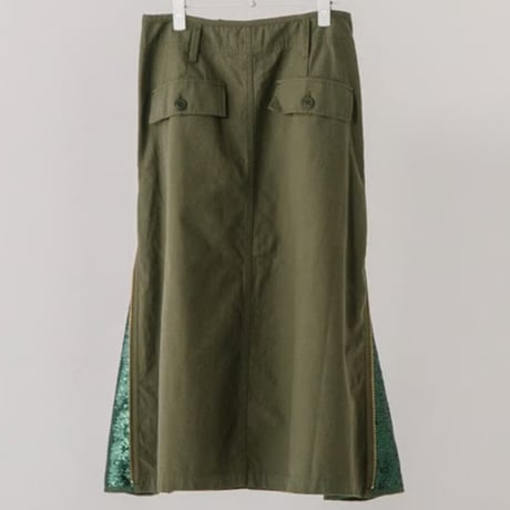 綿バックサテンｘスパンコール　SIDE ZIPスカート