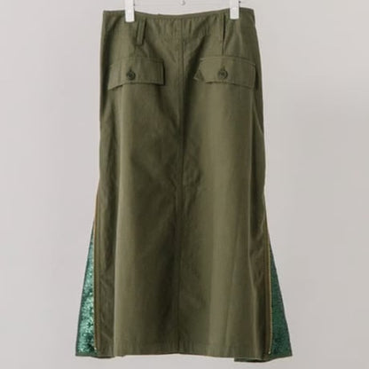 綿バックサテンｘスパンコール　SIDE ZIPスカート