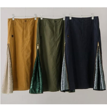 綿バックサテンｘスパンコール　SIDE ZIPスカート