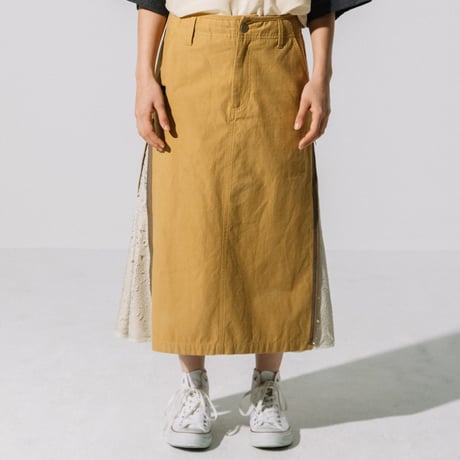 綿バックサテンｘスパンコール　SIDE ZIPスカート