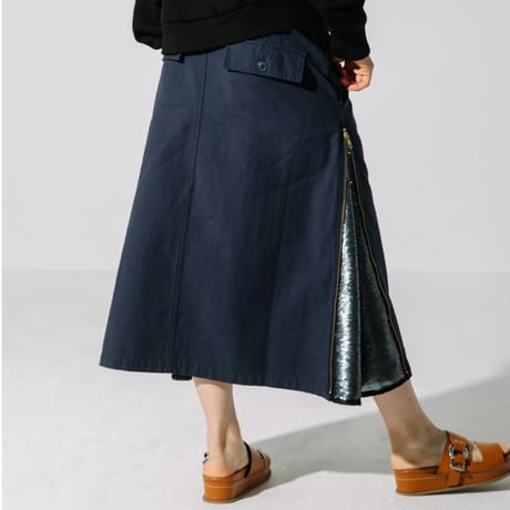 綿バックサテンｘスパンコール　SIDE ZIPスカート