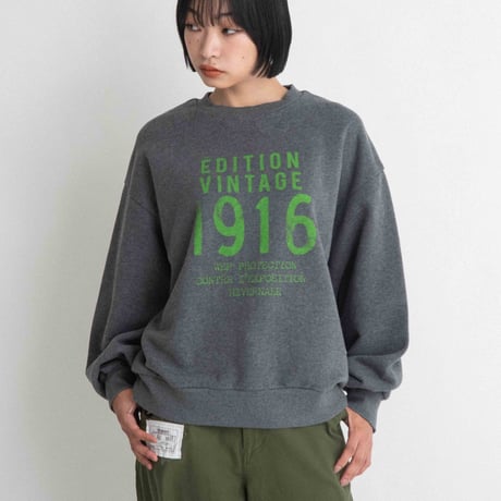 1916かすれプリントトレーナー