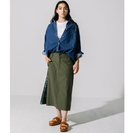綿バックサテンｘスパンコール　SIDE ZIPスカート