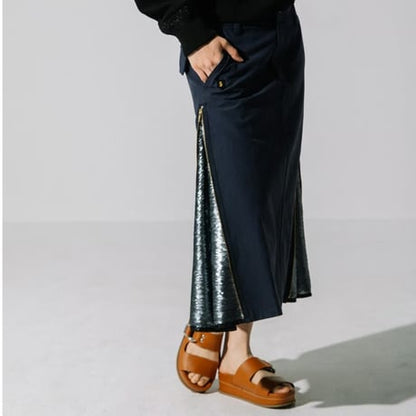 綿バックサテンｘスパンコール　SIDE ZIPスカート