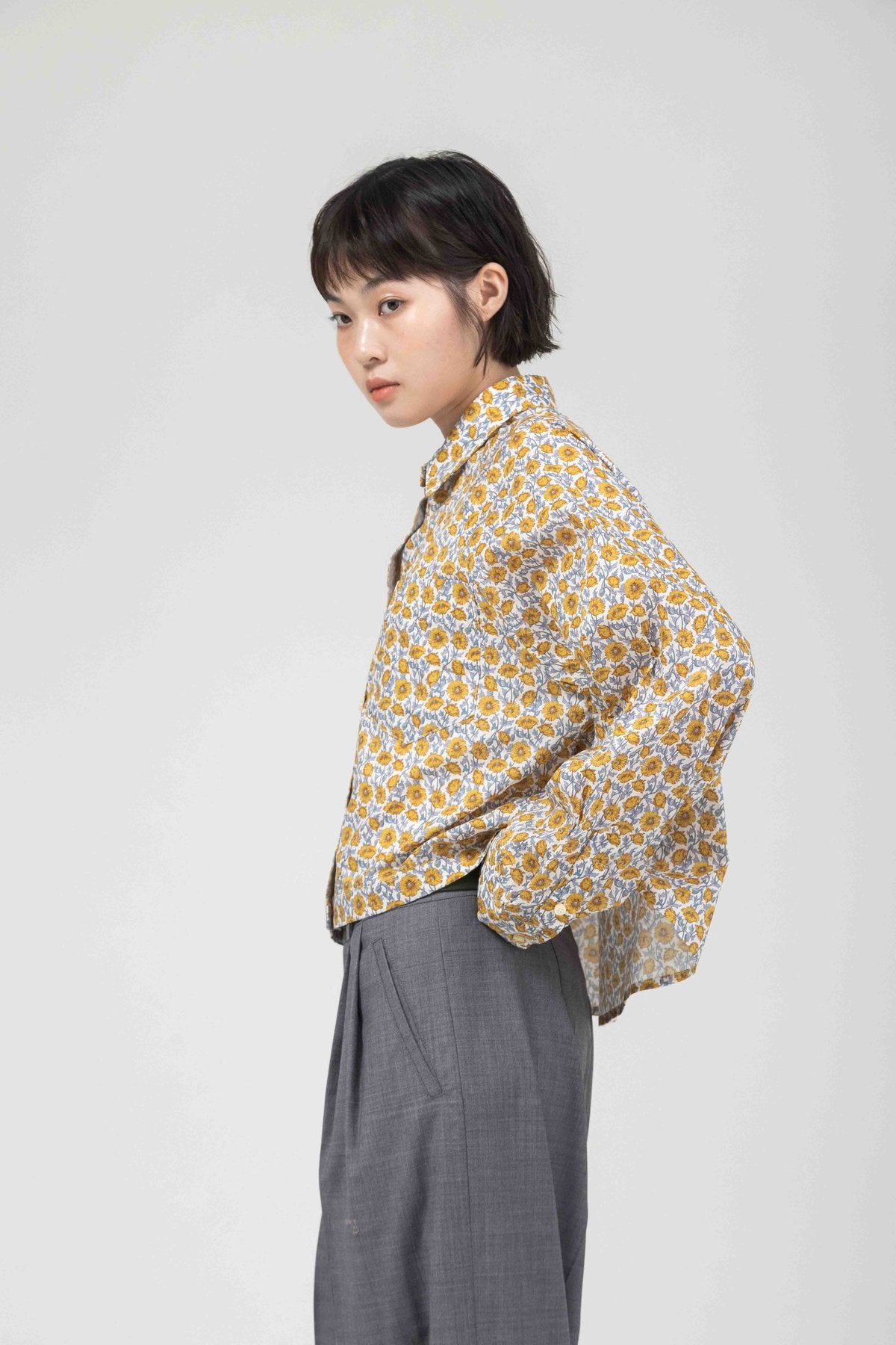 小花柄 コットンショートシャツ【BB61-107】