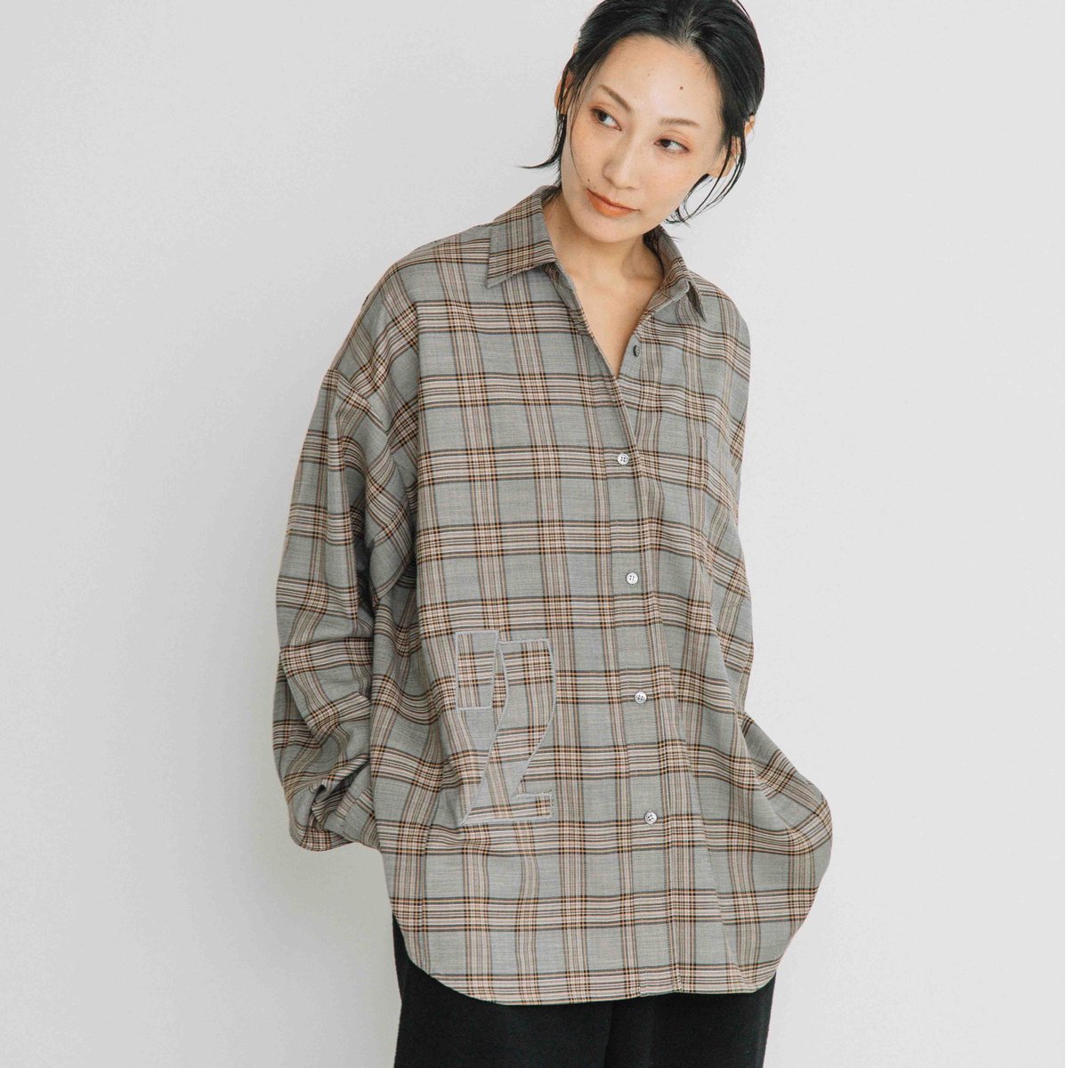 ストレッチチェックBIGシャツ【BB60-104】
