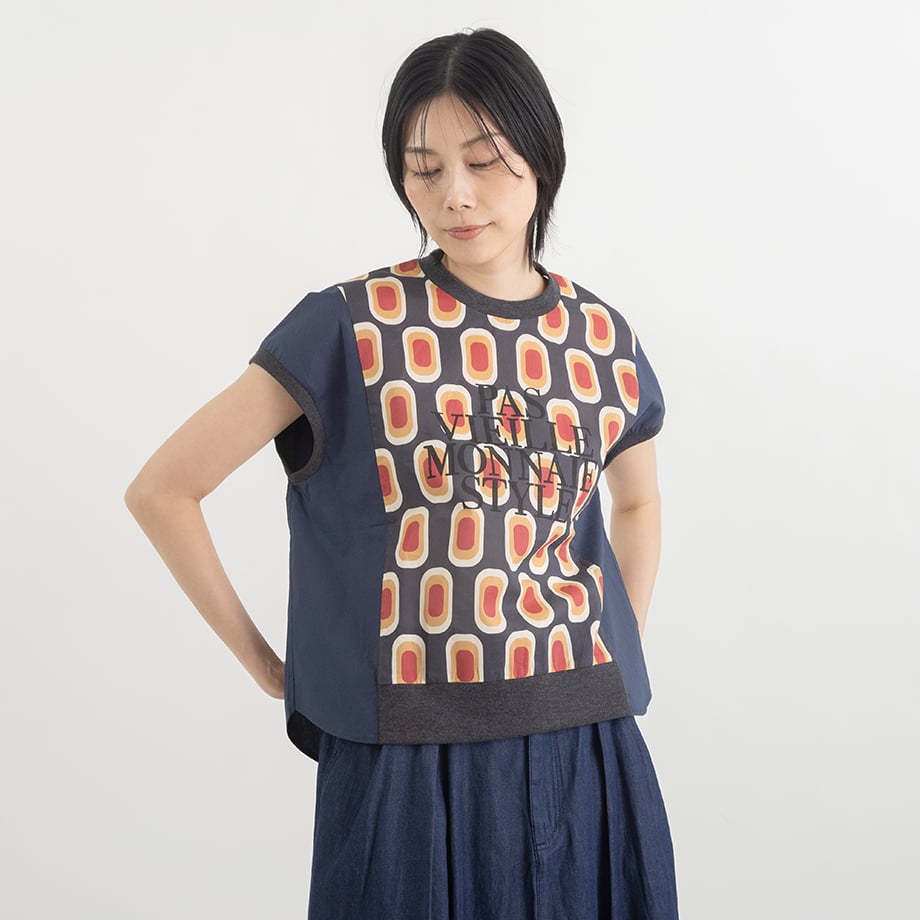 ジオメトリックプリントコットンTシャツ【BB62-127】