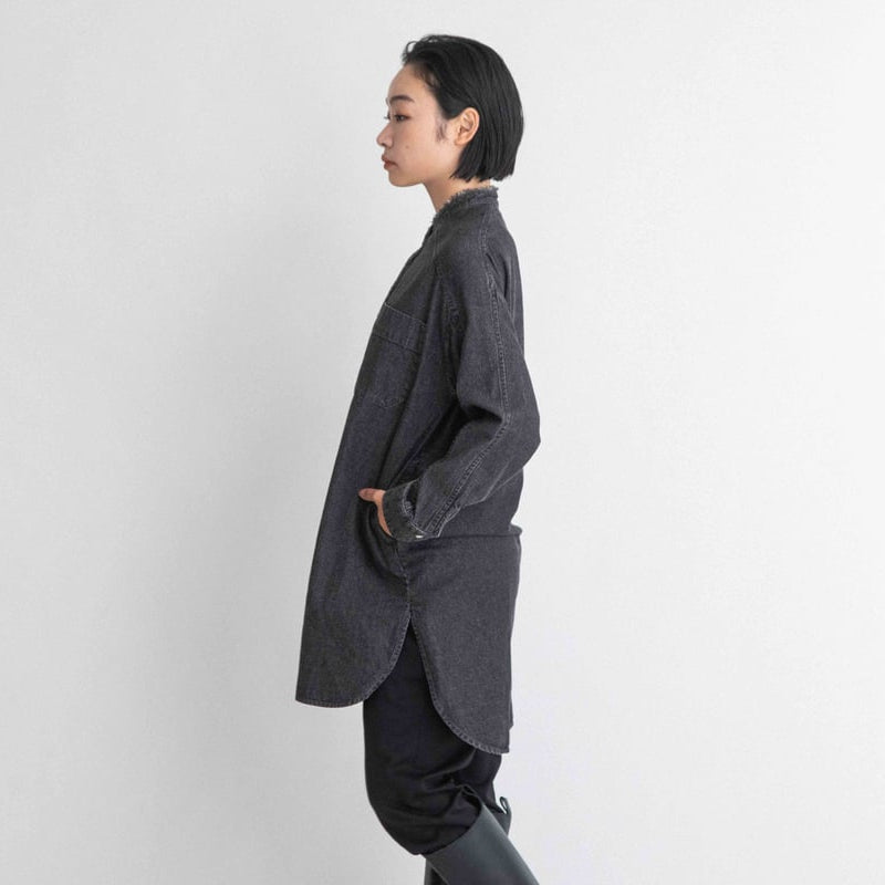 8oz デニム　パールボタンチュニックシャツ【BB88-406】