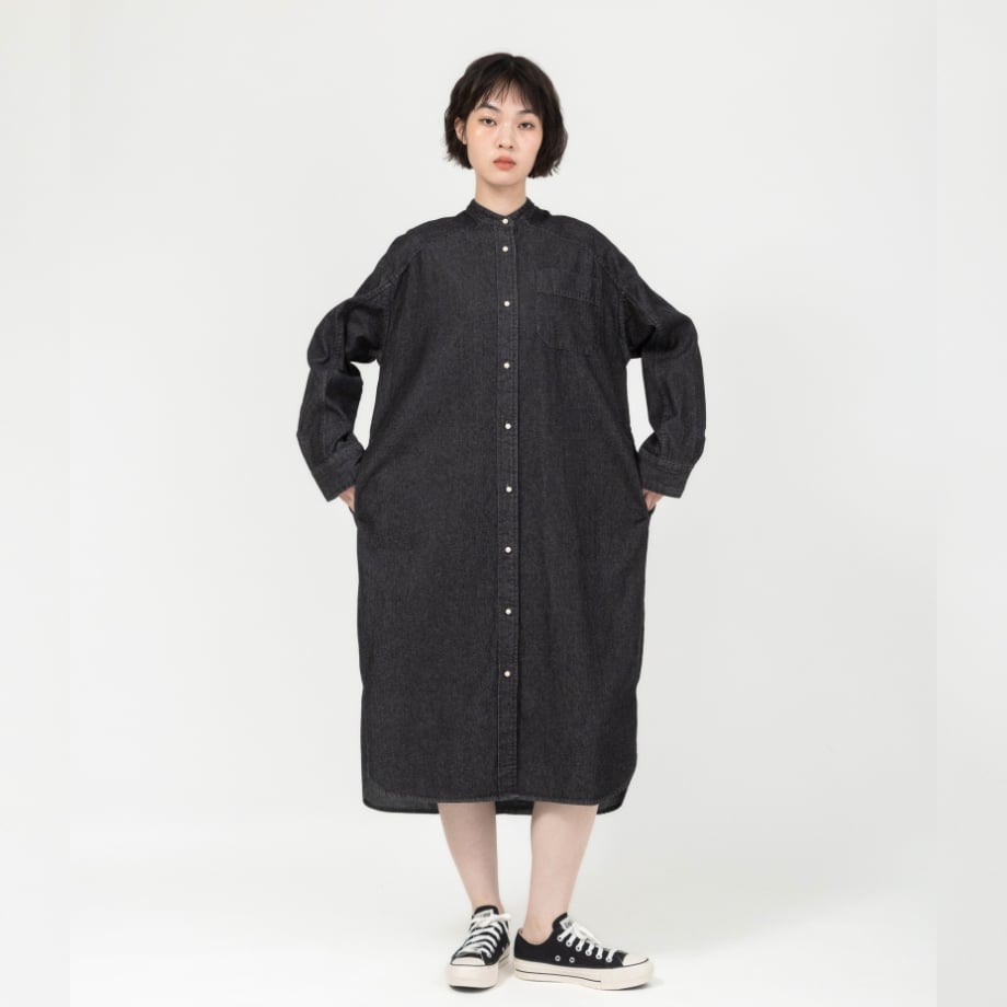 パールボタンダンガリーデニムワンピース【BB88-403】